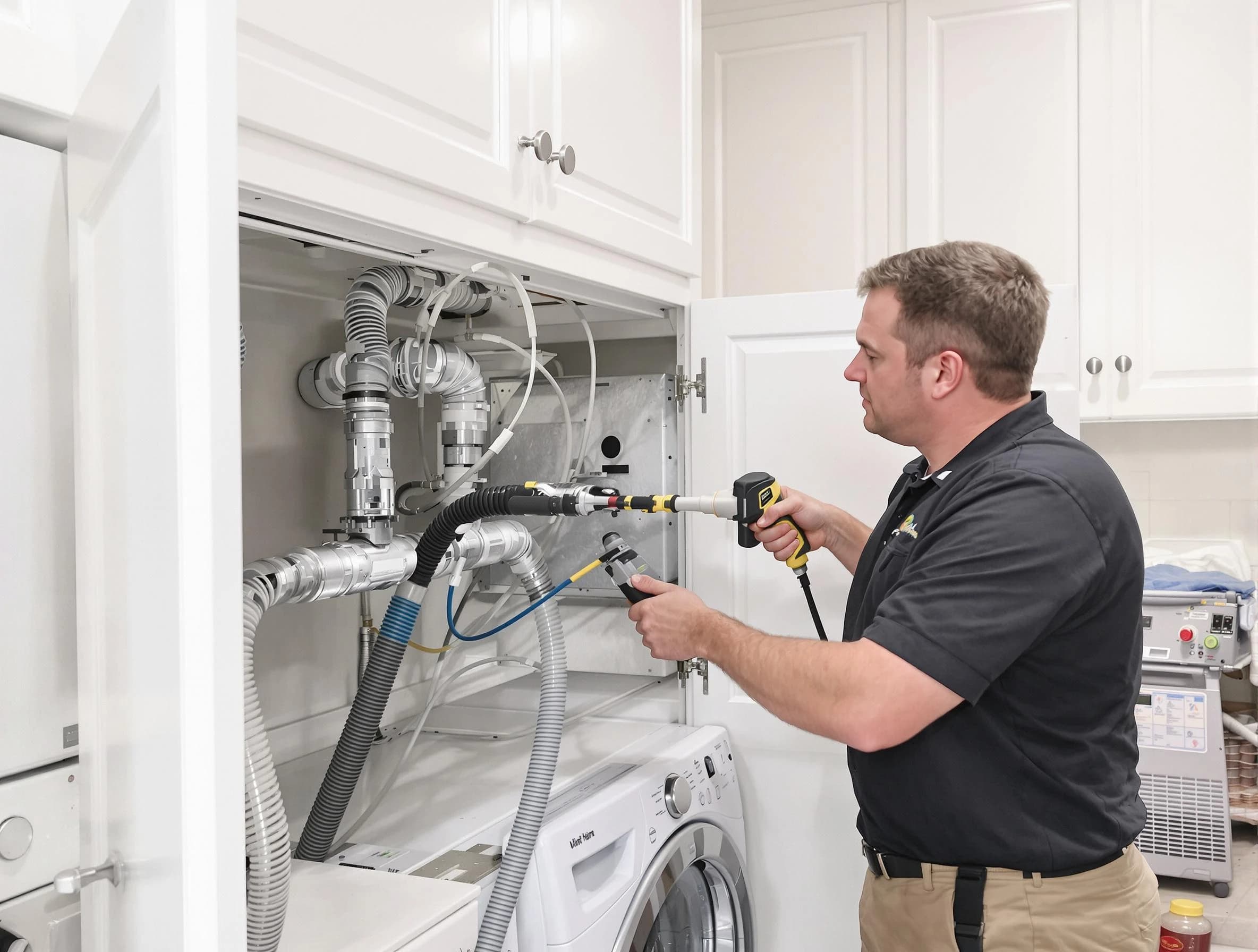 Frederick Dryer Vent Cleaning professional removing severe blockage from a clogged dryer vent in Frederick