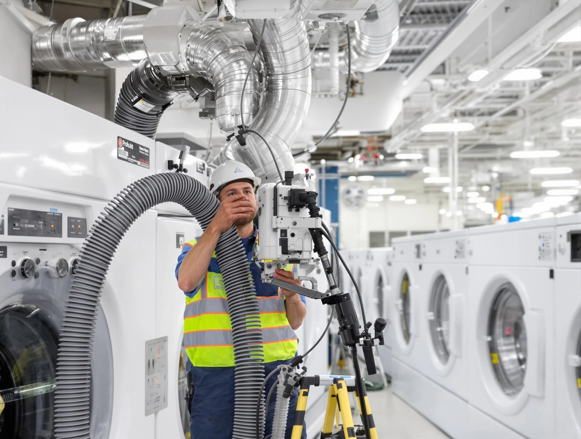 Frederick Dryer Vent Cleaning team performing commercial-grade dryer vent cleaning at a business facility in Frederick