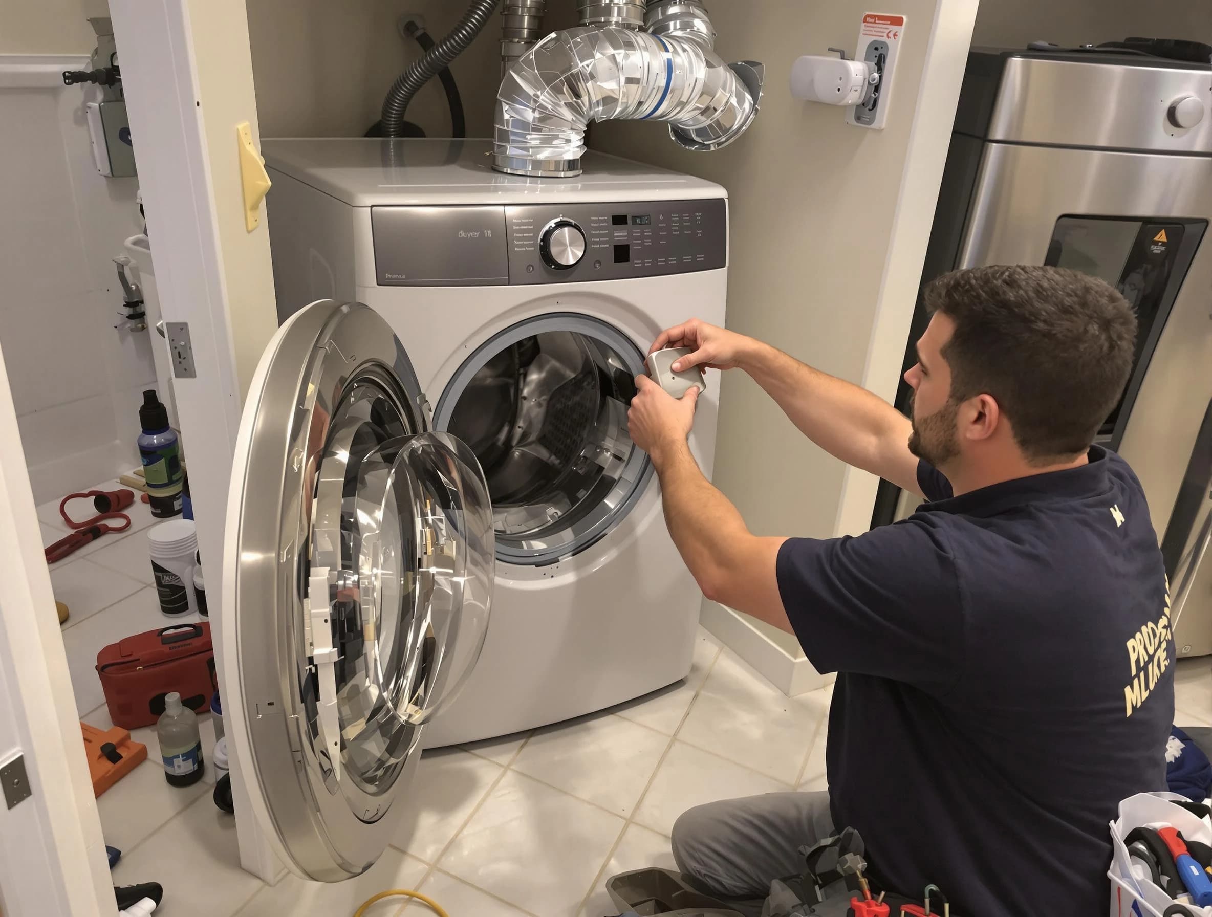 Frederick Dryer Vent Cleaning technician performing precise dryer vent hose installation in Frederick