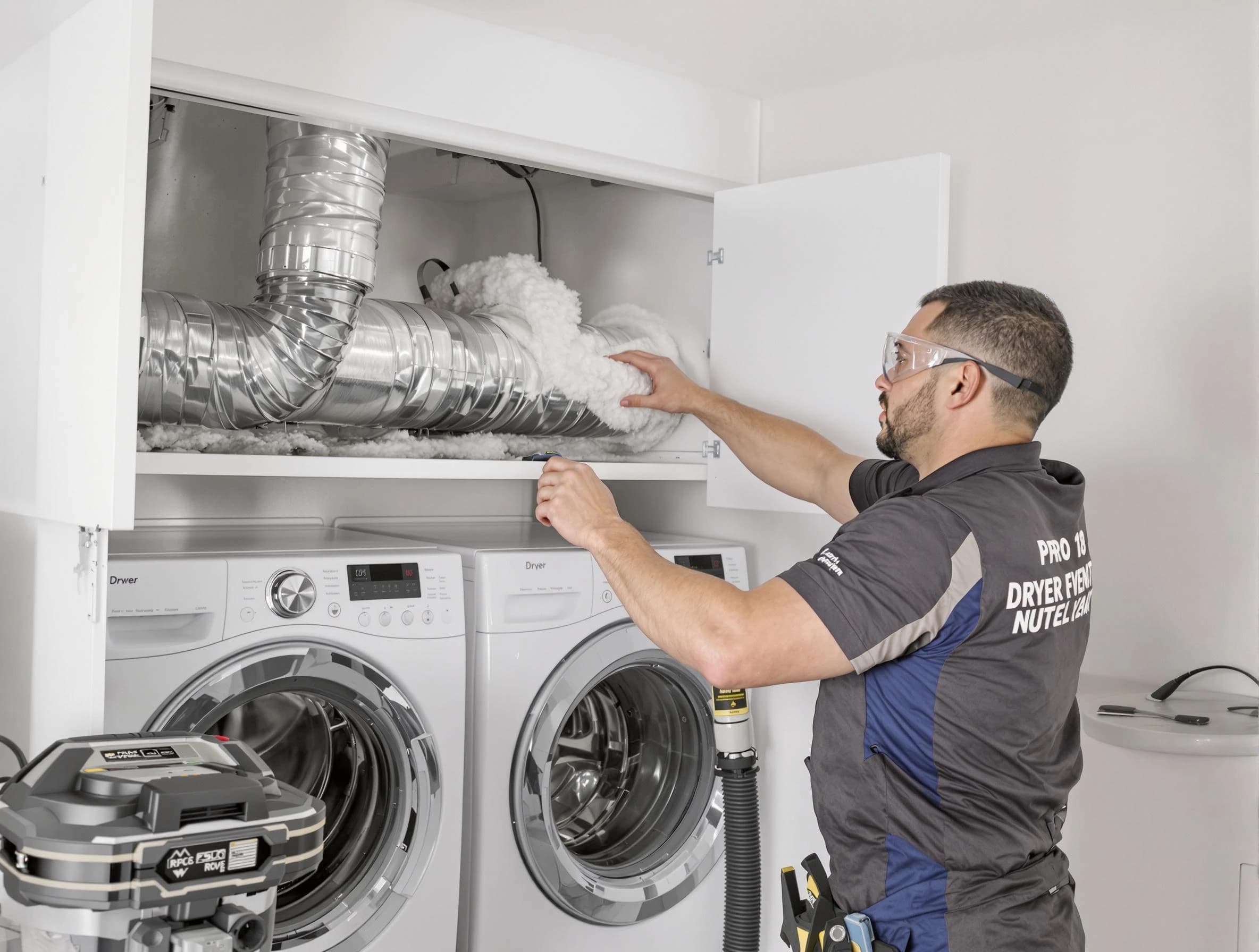 Frederick Dryer Vent Cleaning certified technician performing specialized gas dryer vent cleaning in Frederick