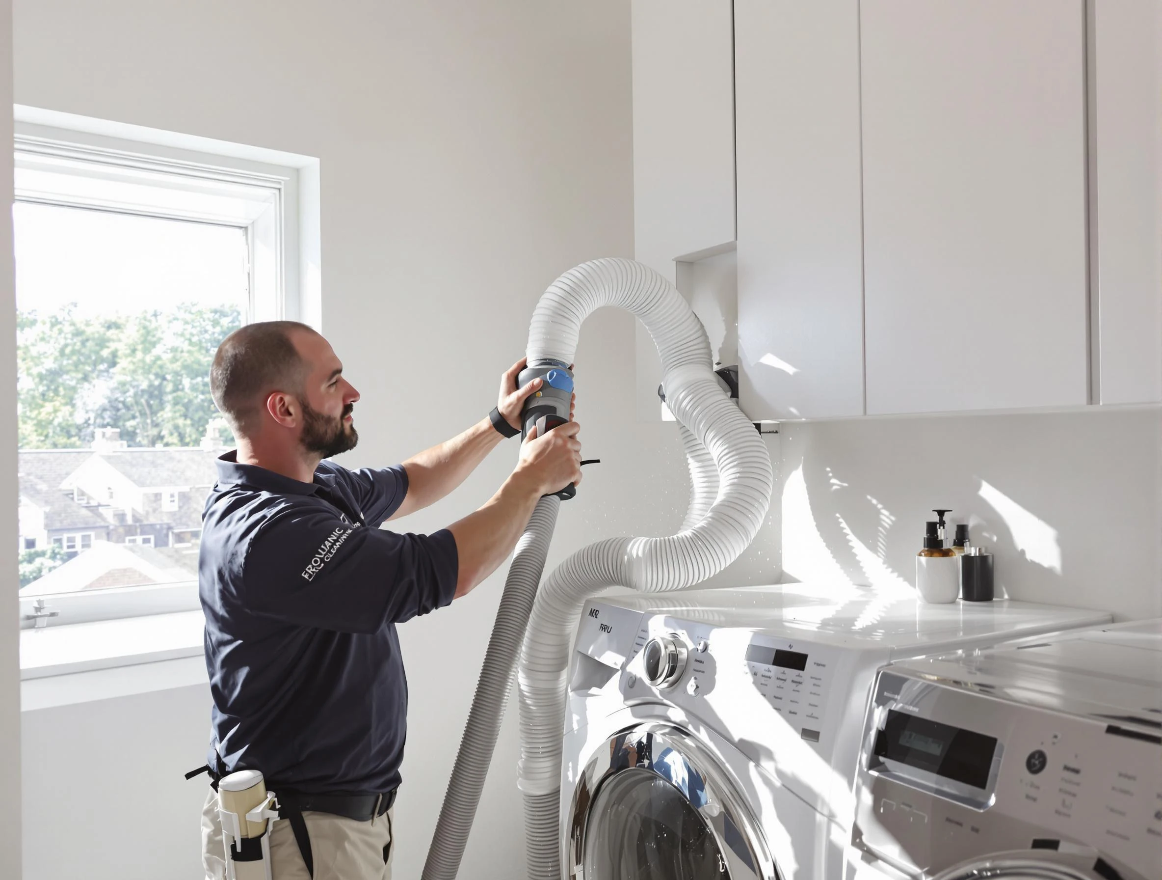Certified Frederick Dryer Vent Cleaning technician performing dryer vent cleaning in Frederick